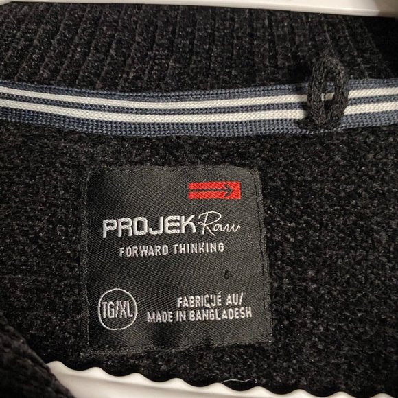 Projek Raw Men's Black Velour 1/4 Zip Pullover Knit Sweater - Picture 5 of 8